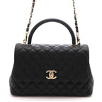Chanel Coco Handle 29 Black Gold Caviar 2-Way Shoulder Bag
