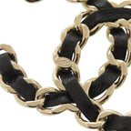 Chanel CC Logo Chain Motif Brooch Leather Black — view 4