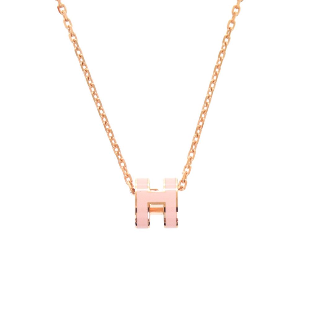 Hermes Pop H Mini Pink Rose Gold Necklace