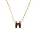 Hermes Pop H Mini Black Rose Gold Necklace