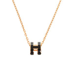 Hermes Pop H Mini Black Rose Gold Necklace