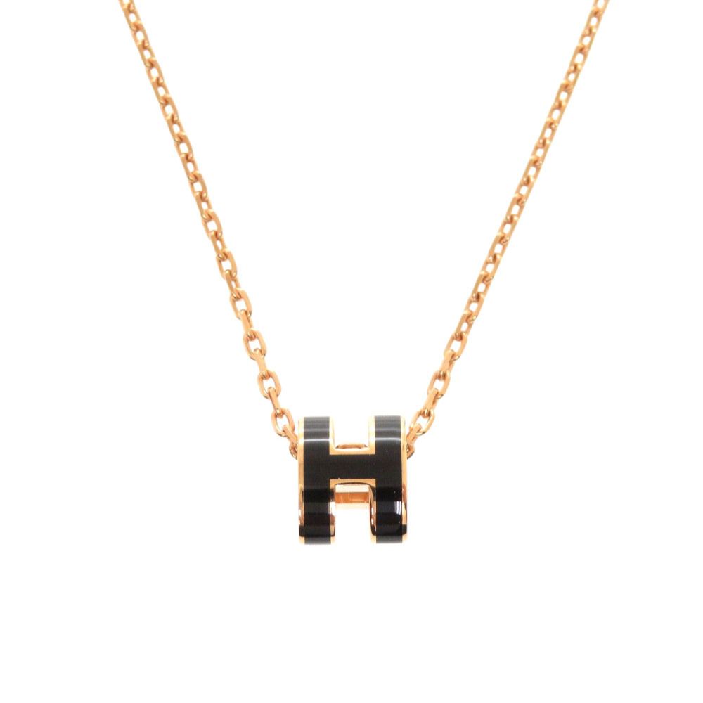 Hermes Pop H Mini Black Rose Gold Necklace