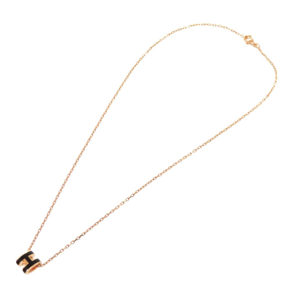 Hermes Pop H Mini Black Rose Gold Necklace — view 3