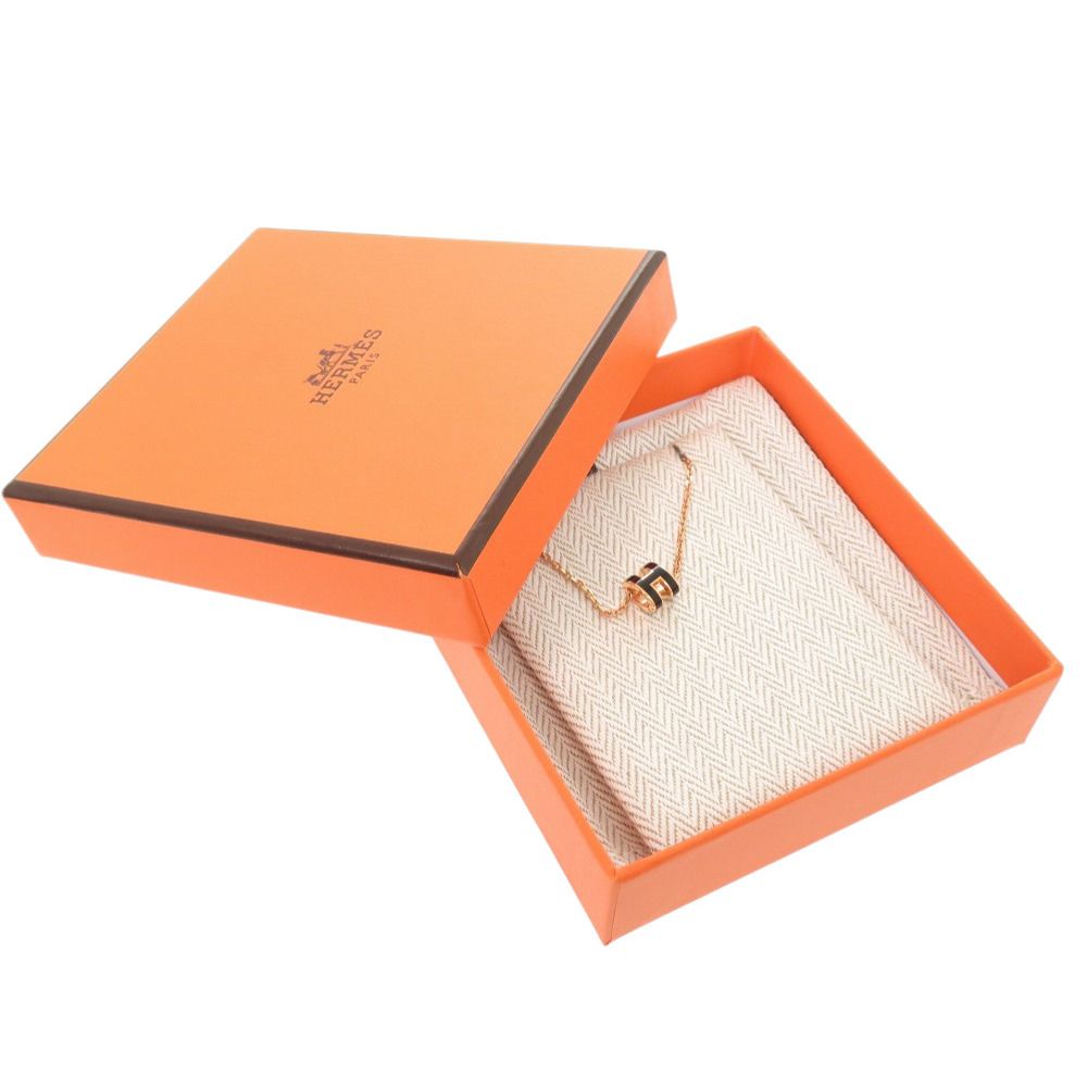 Hermes Pop H Mini Black Rose Gold Necklace — view 2