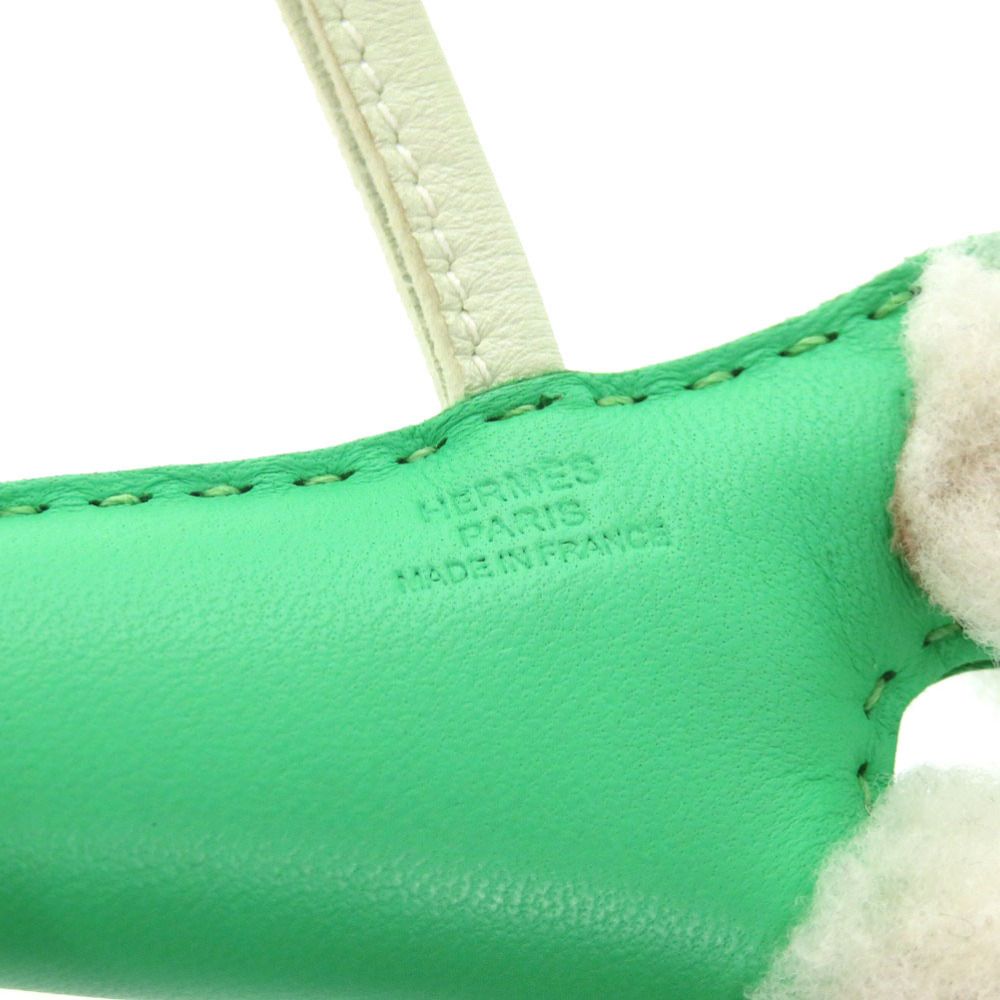 Hermes Buddy Agneau Milo Shearling Vert Comic Fizz Bag Charm — view 3
