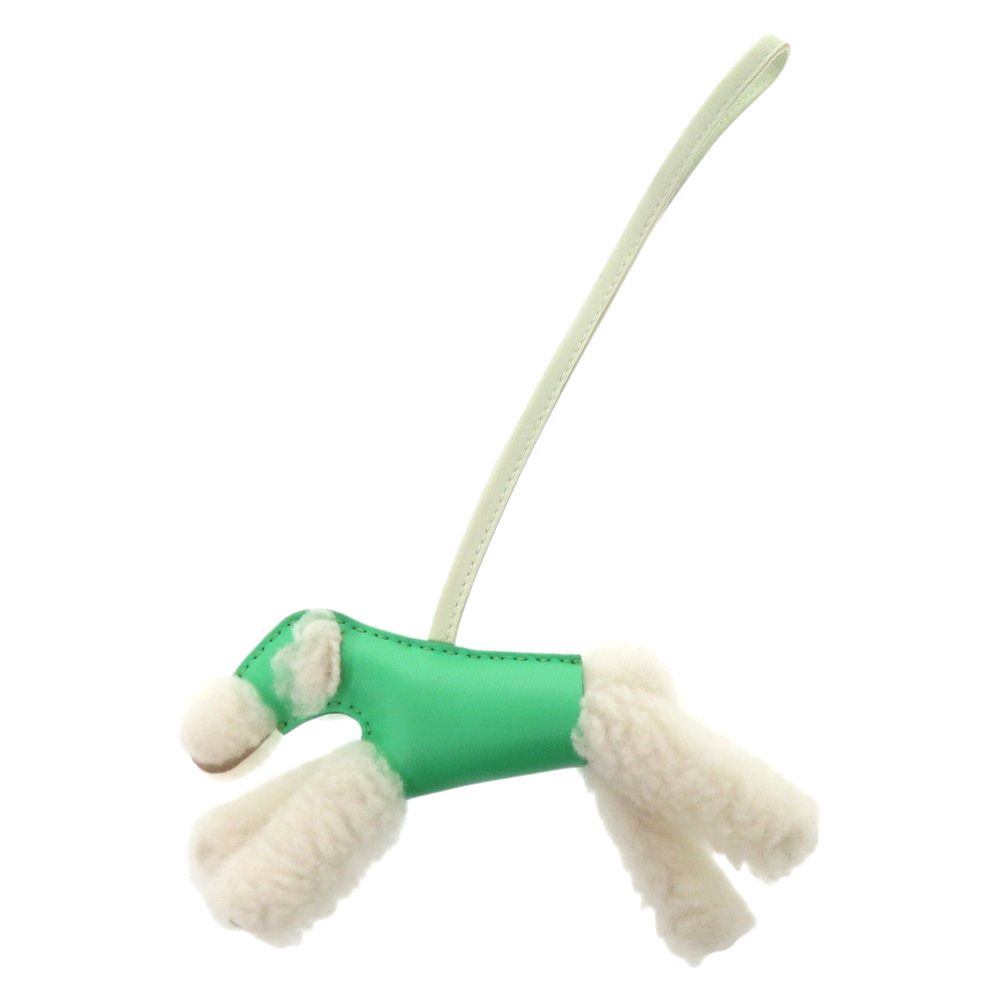 Hermes Buddy Agneau Milo Shearling Vert Comic Fizz Bag Charm