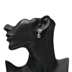 Chanel CC Logo Gold Plated Light Stone Earrings — view 2