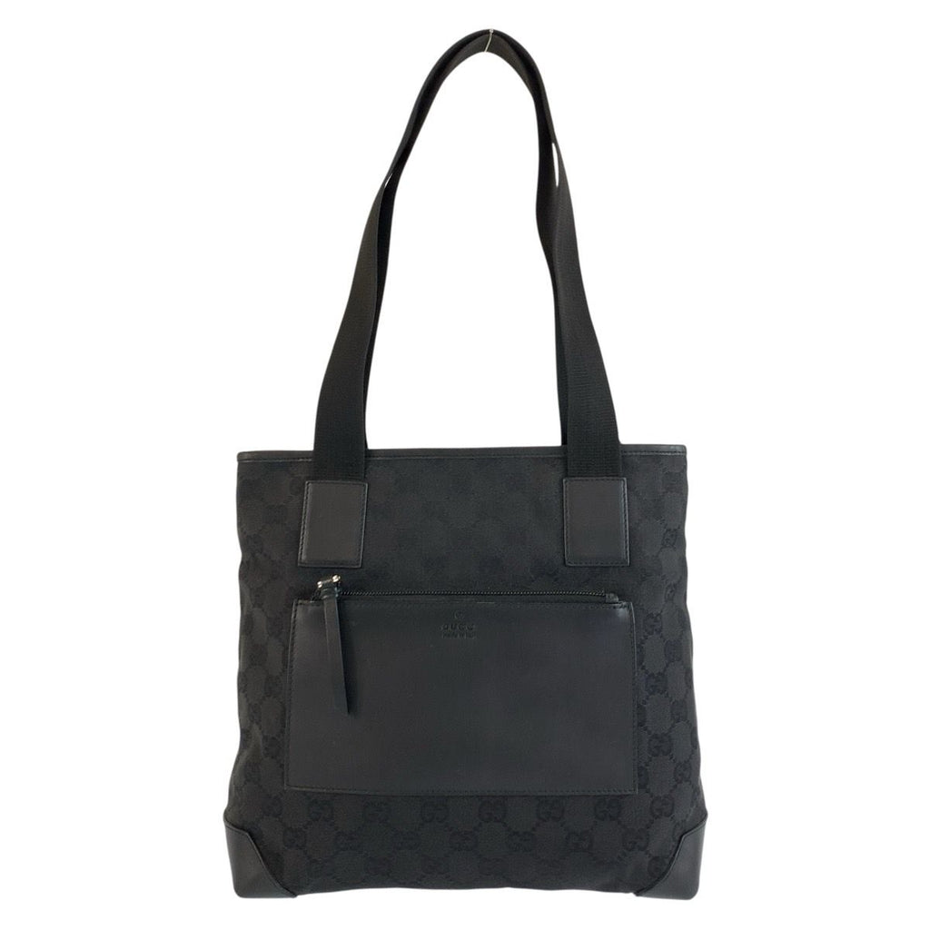 Gucci Black GG Canvas Leather Tote Shoulder Bag