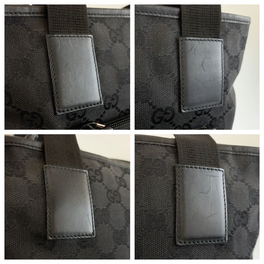 Gucci Black GG Canvas Leather Tote Shoulder Bag — view 5