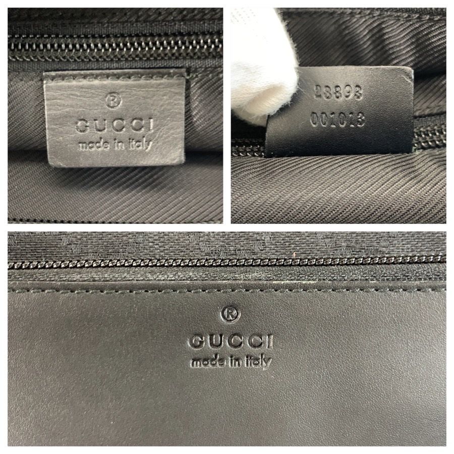 Gucci Black GG Canvas Leather Tote Shoulder Bag — view 3
