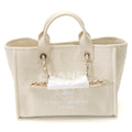 Chanel Deauville Small Shopping Bag White Handbag Canvas