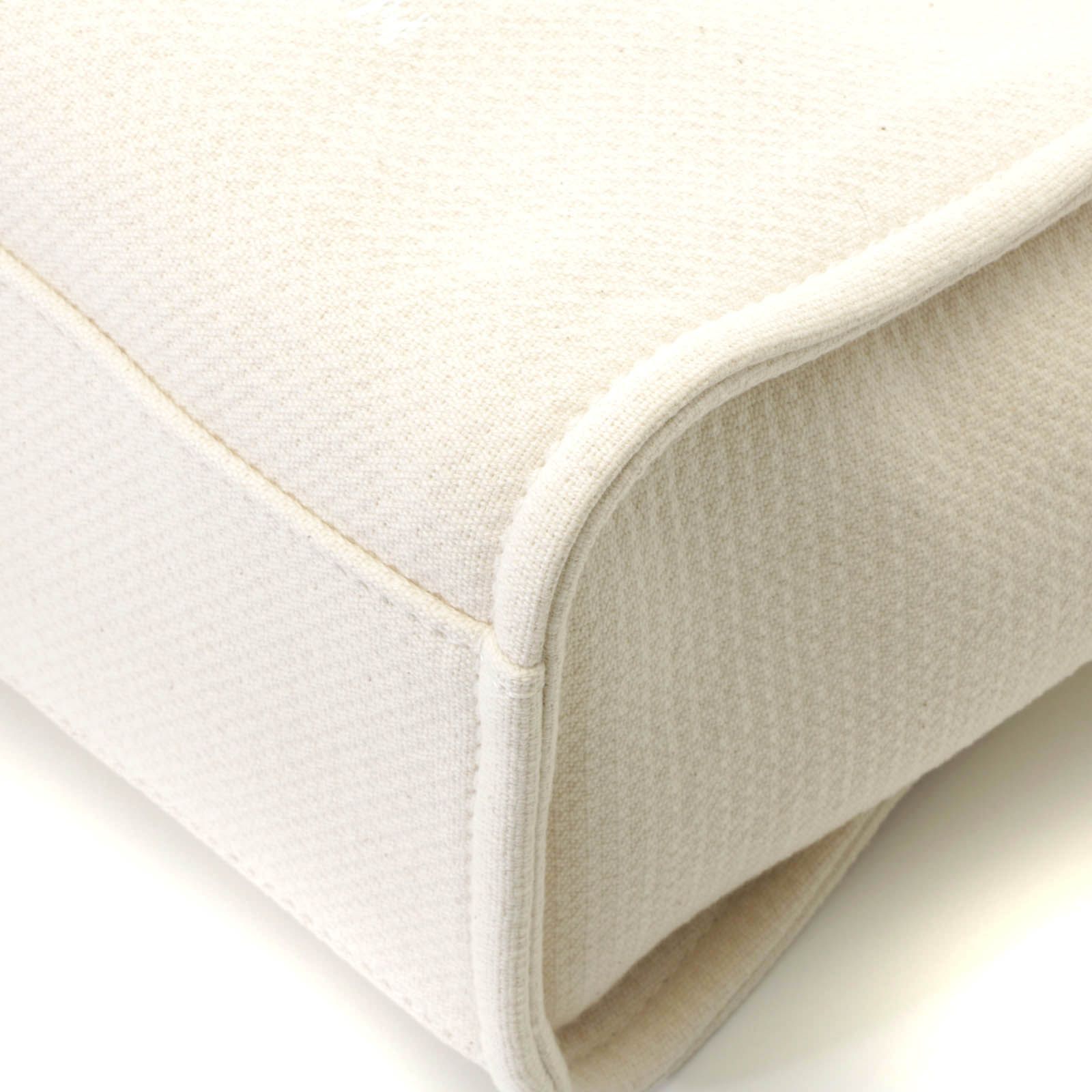 Chanel Deauville Small Shopping Bag White Handbag Canvas — view 6
