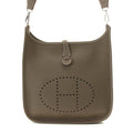 Hermes Evelyne Etoupe Silver Shoulder Bag Taurillon Clemence