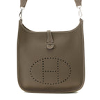 Hermes Evelyne Etoupe Silver Shoulder Bag Taurillon Clemence