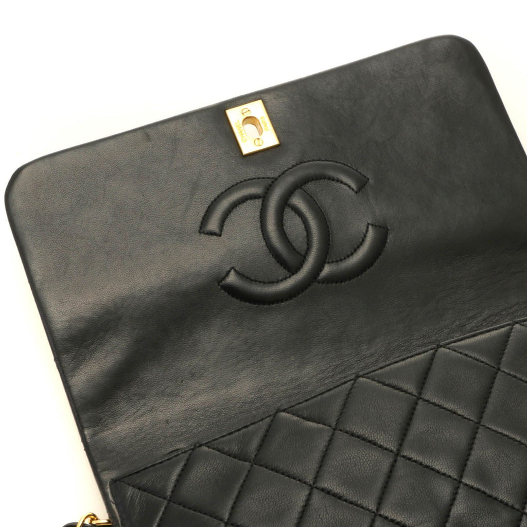 Chanel Quilted 23 Turnlock Full Flap Chain Shoulder Bag Black Lambskin — view 6