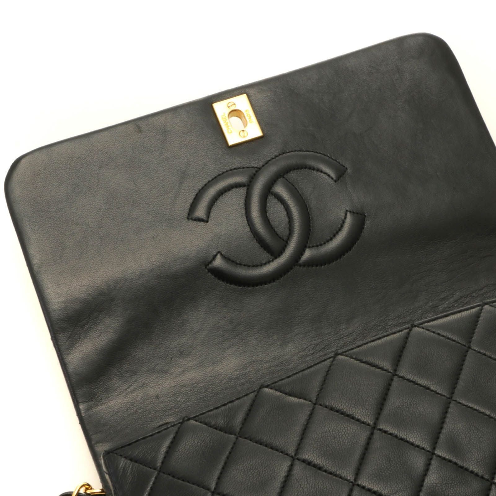 Chanel Quilted 23 Turnlock Full Flap Chain Shoulder Bag Black Lambskin — view 6