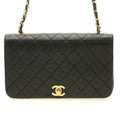 Chanel Quilted 23 Turnlock Full Flap Chain Shoulder Bag Black Lambskin