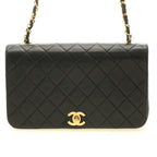 Chanel Quilted 23 Turnlock Full Flap Chain Shoulder Bag Black Lambskin