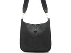Hermes Evelyne III GM Black Shoulder Bag Taurillon Clemence Silver