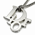 Dior Oblique Pendant Logo Brass & Crystal Silver