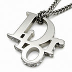 Dior Oblique Pendant Logo Brass & Crystal Silver