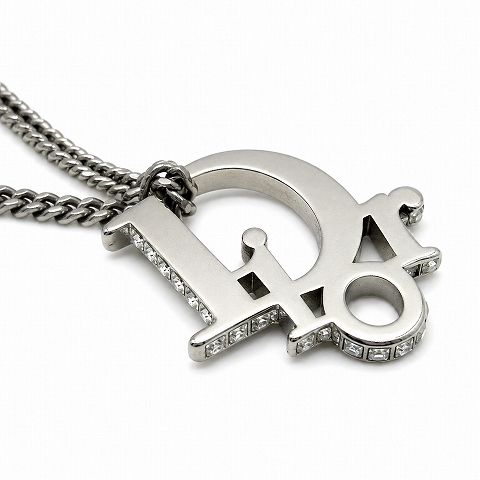 Dior Oblique Pendant Logo Brass & Crystal Silver — view 5