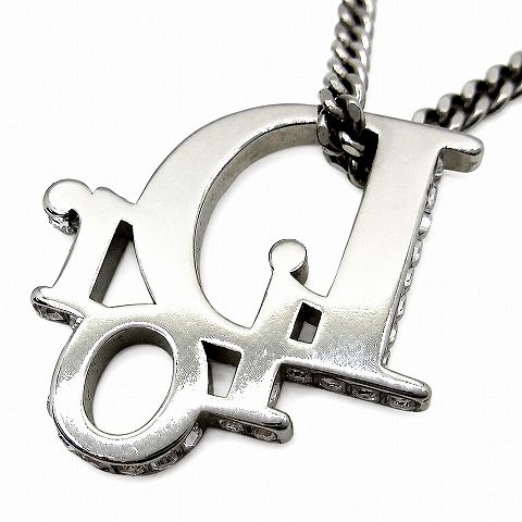 Dior Oblique Pendant Logo Brass & Crystal Silver — view 6