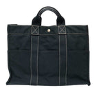 Hermes Sac Deauville MM Tote Bag Canvas Black