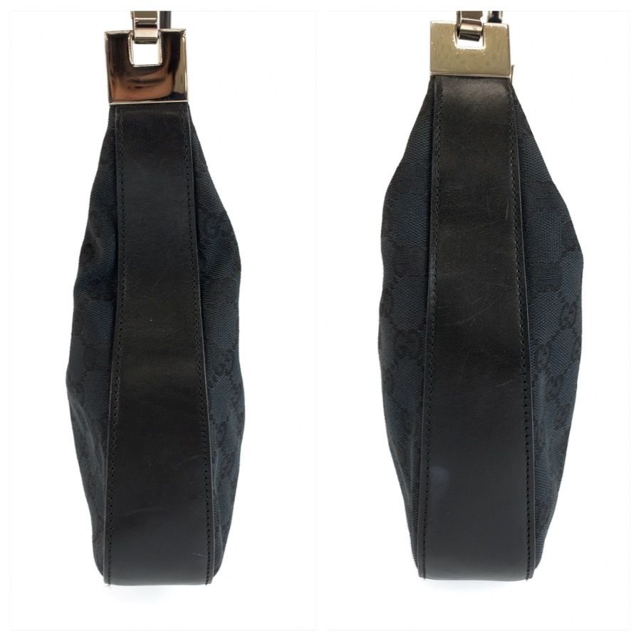 Gucci Black Silver GG Canvas Leather Shoulder Bag — view 7
