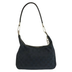Gucci Black Silver GG Canvas Leather Shoulder Bag — view 2