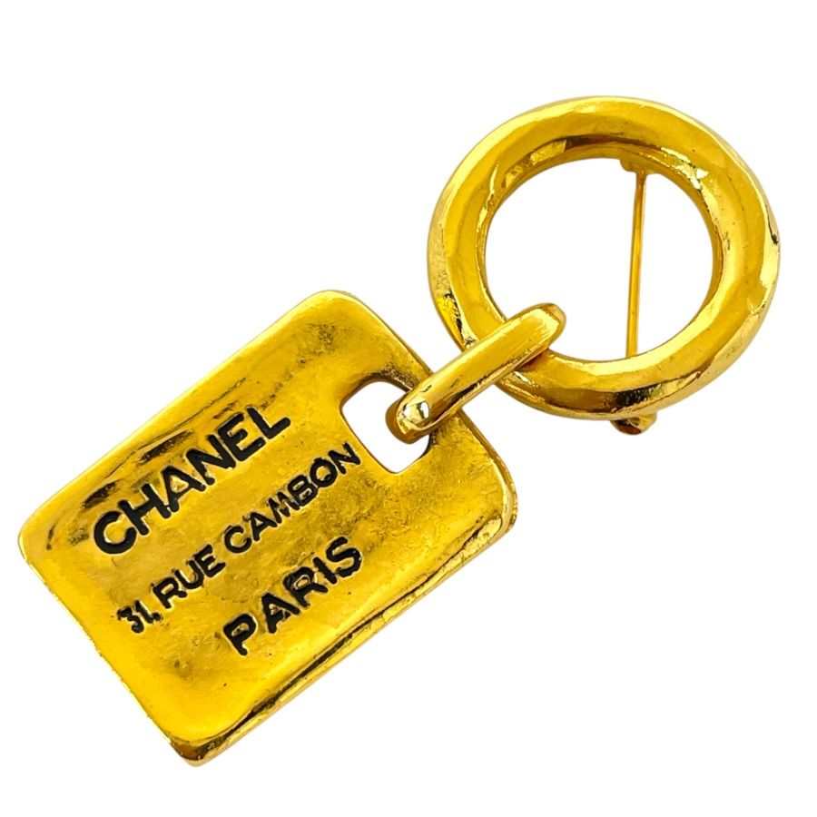 Chanel Brooch Cambon Plate Swing 31 Rue Metal Gold