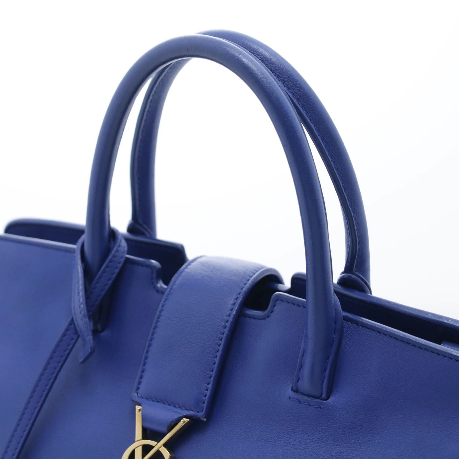 Saint Laurent Baby Downtown Cabas Blue Leather Suede Handbag — view 4