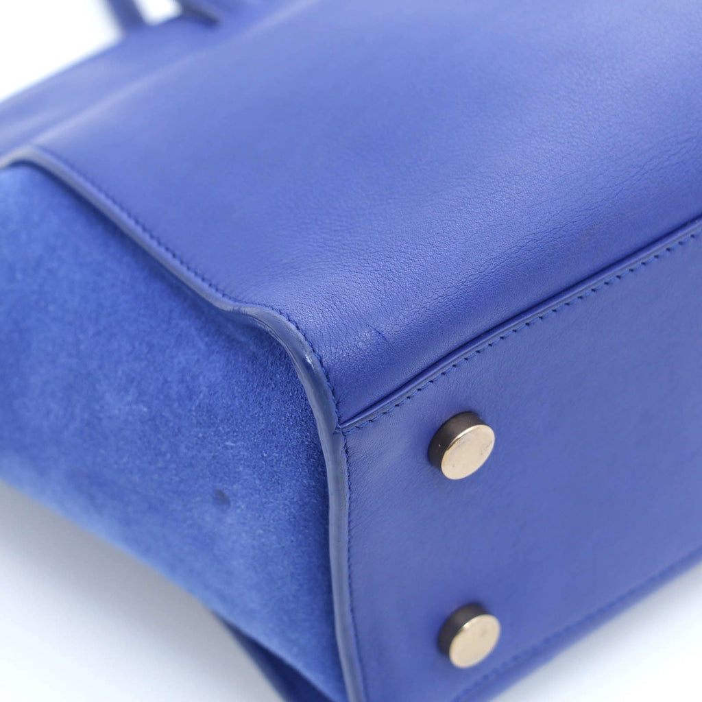 Saint Laurent Baby Downtown Cabas Blue Leather Suede Handbag — view 8