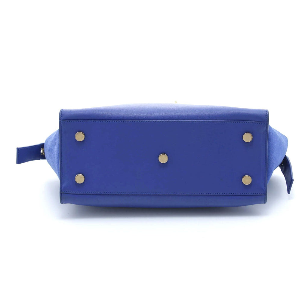 Saint Laurent Baby Downtown Cabas Blue Leather Suede Handbag — view 3