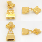 Fendi Bag Pumps Motif Earrings Asymmetric Gold Polished Metal Clip on Vintage — view 5