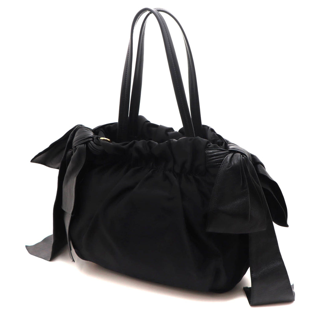 Prada Side Ribbon 2-Way Bag Black Nylon Leather — view 2