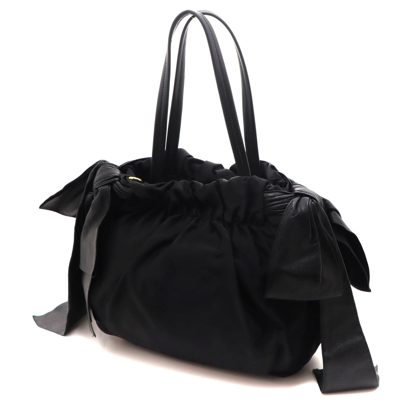 Prada Side Ribbon 2-Way Bag Black Nylon Leather — view 2