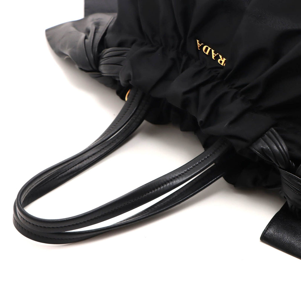 Prada Side Ribbon 2-Way Bag Black Nylon Leather — view 4