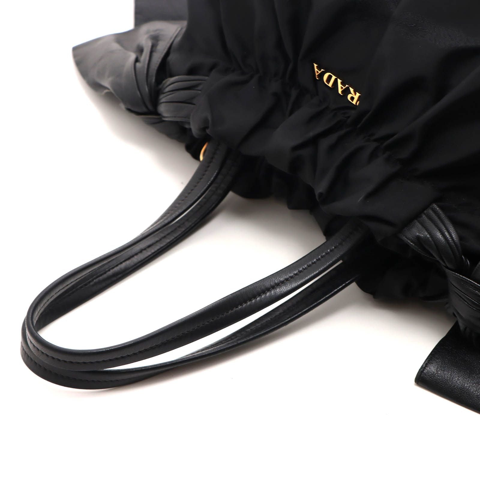 Prada Side Ribbon 2-Way Bag Black Nylon Leather — view 4