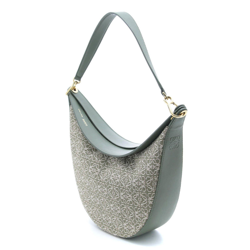 Loewe Anagram Luna Beige Khaki Canvas Leather Shoulder Bag — view 2