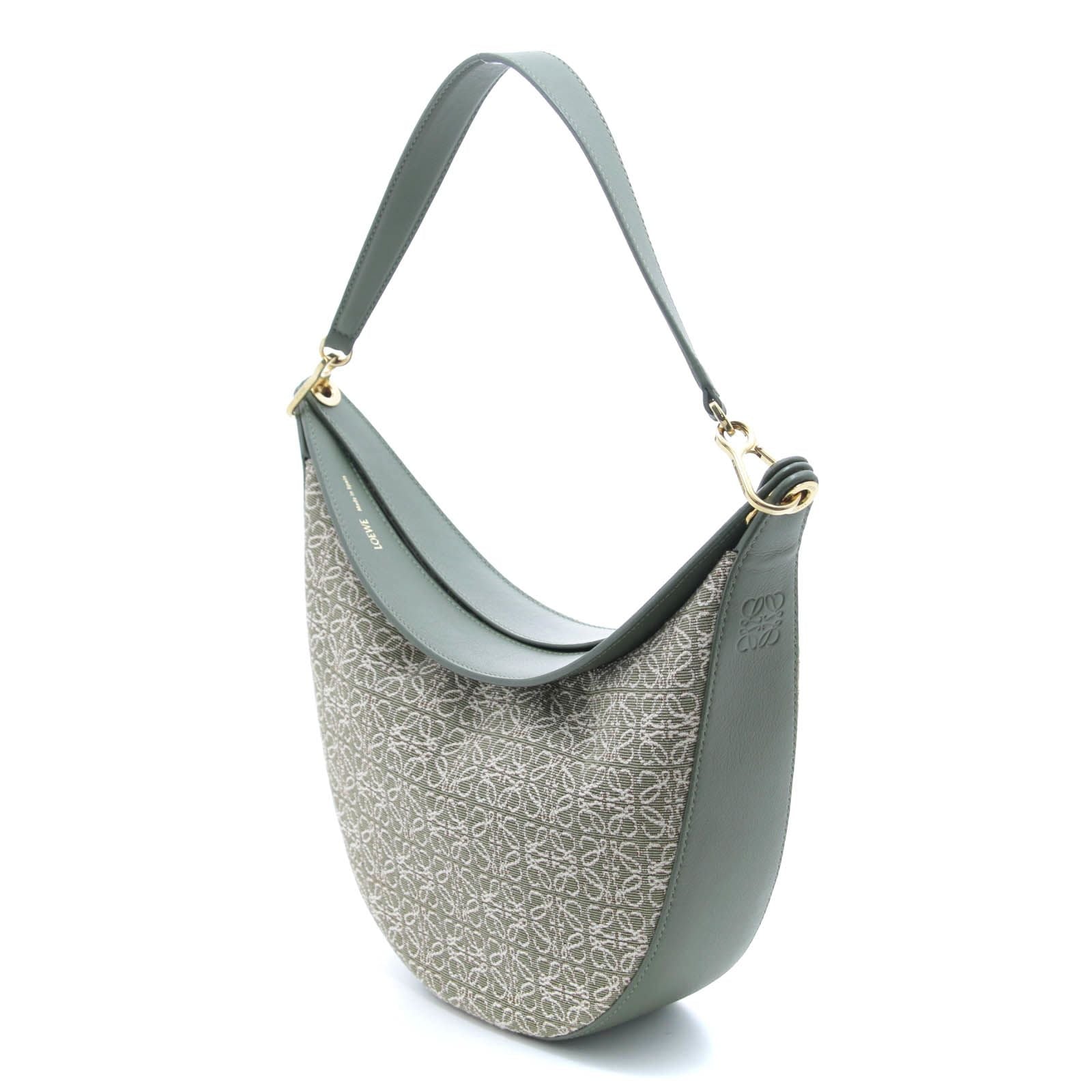 Loewe Anagram Luna Beige Khaki Canvas Leather Shoulder Bag — view 2