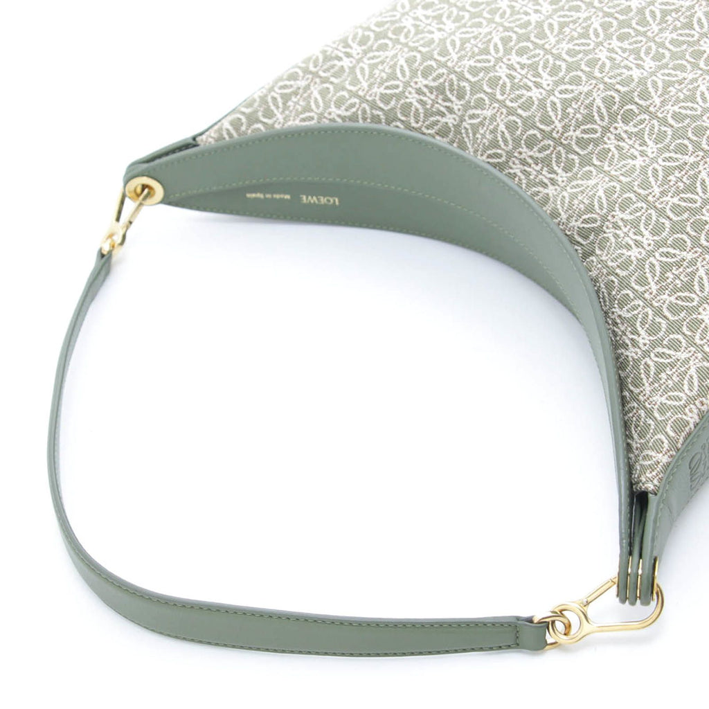 Loewe Anagram Luna Beige Khaki Canvas Leather Shoulder Bag — view 4