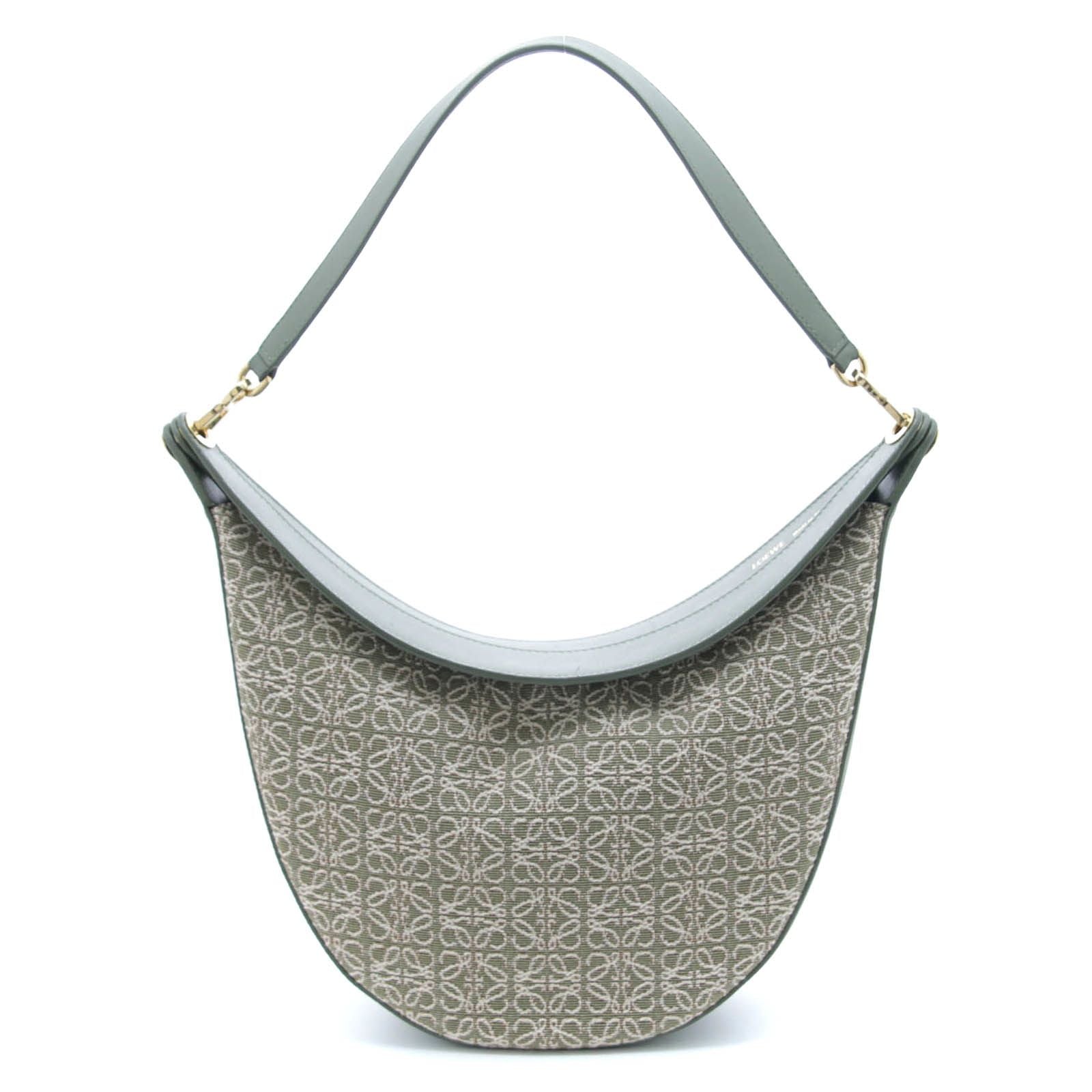 Loewe Anagram Luna Beige Khaki Canvas Leather Shoulder Bag