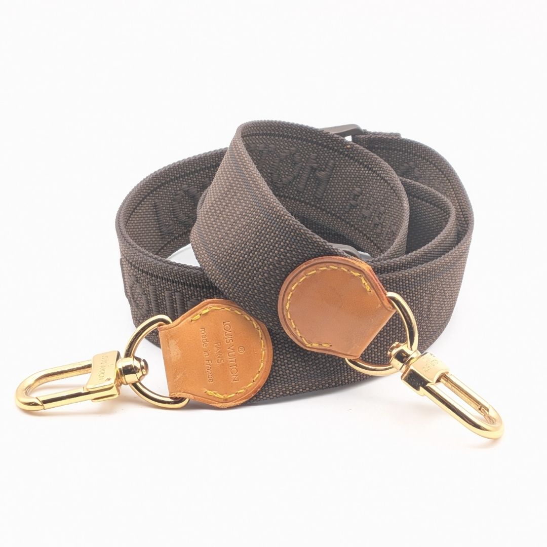 Louis Vuitton Shoulder Strap Vachetta Leather Nylon Logo Adjustable Gold Alize