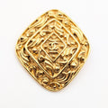 Chanel Brooch CC Logo Gold Diamond Arabesque First Era Vintage