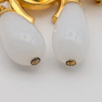 Chanel Earrings CC Logo Turnlock Gold Faux Pearl Drop Swing Vintage — view 6