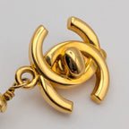 Chanel Earrings CC Logo Turnlock Gold Faux Pearl Drop Swing Vintage — view 2