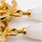 Chanel Earrings CC Logo Turnlock Gold Faux Pearl Drop Swing Vintage — view 7