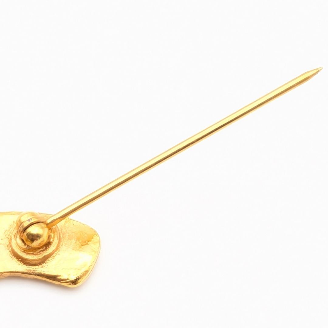 Chanel Brooch CC Logo Mesh Braided Pattern Gold 29 Vintage — view 7