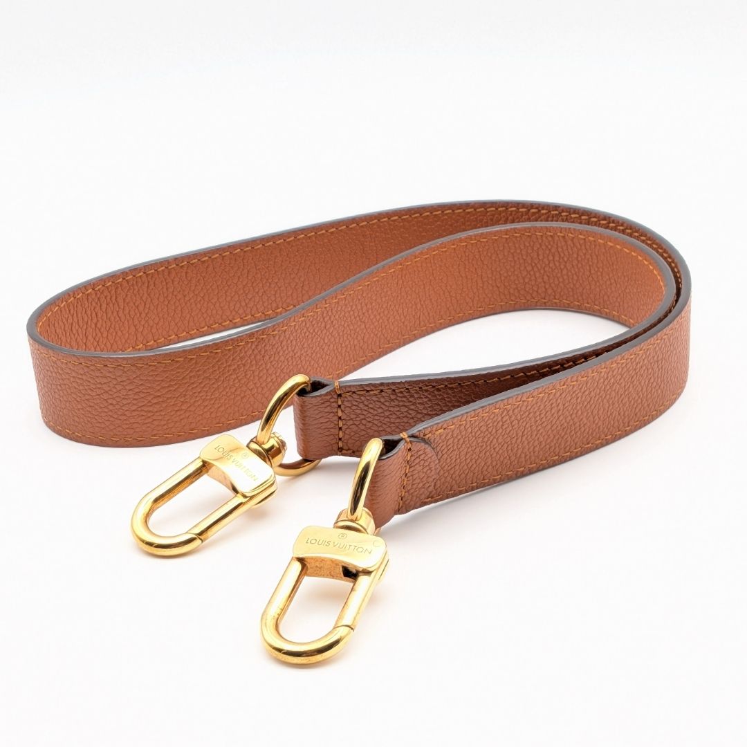 Louis Vuitton Shoulder Strap Taurillon Leather Brown Gold Not Adjustable
